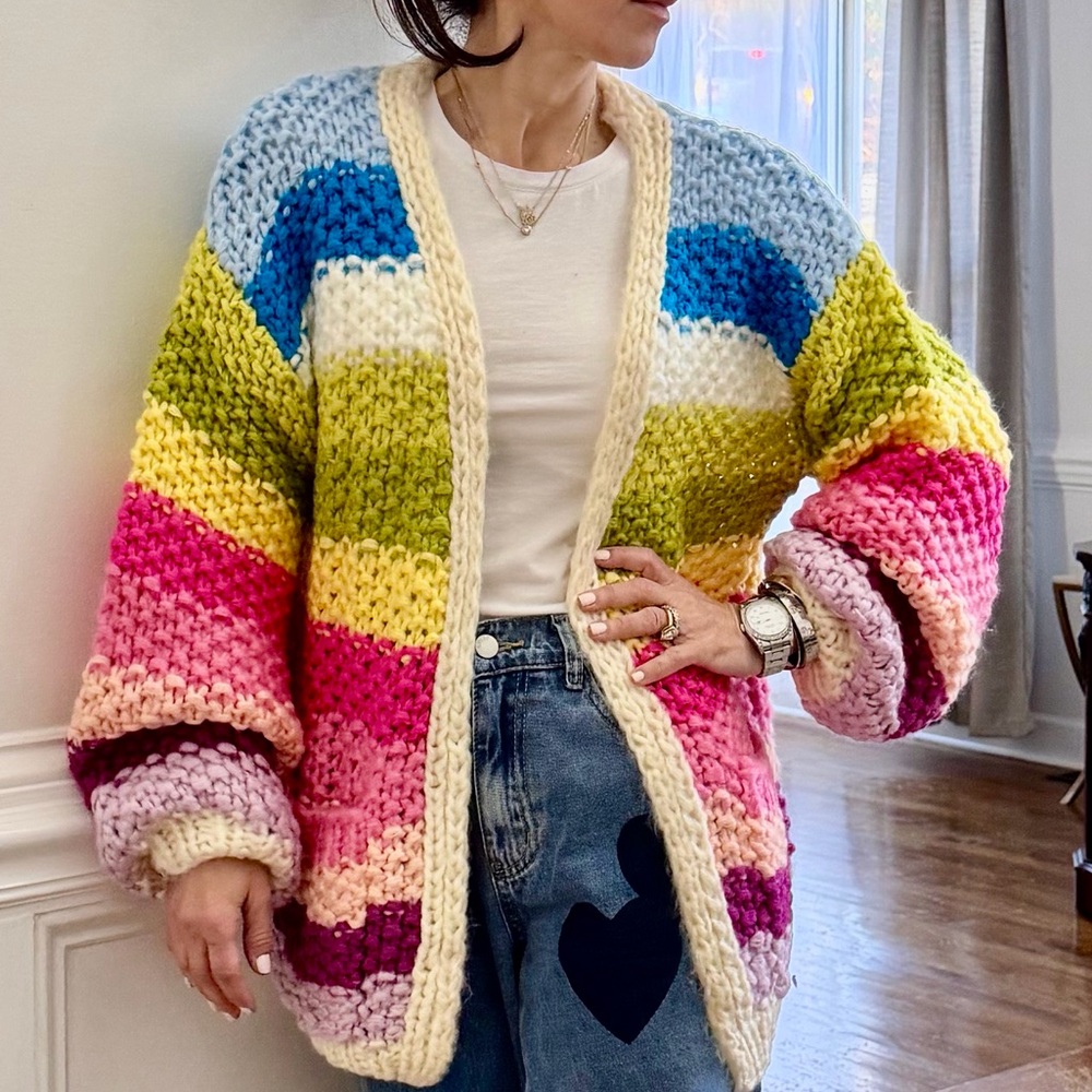 ShopEvelynne Multicolor Chunky Knit Cardigan - Picture 2 of 3